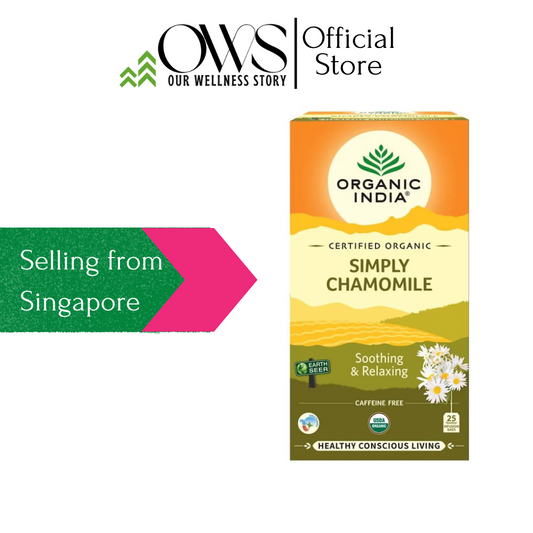 Organic India Simply Chamomile Tea (25 Tea Bags) Caffeine Free Soothing and Relaxing (Nutri Grade A)